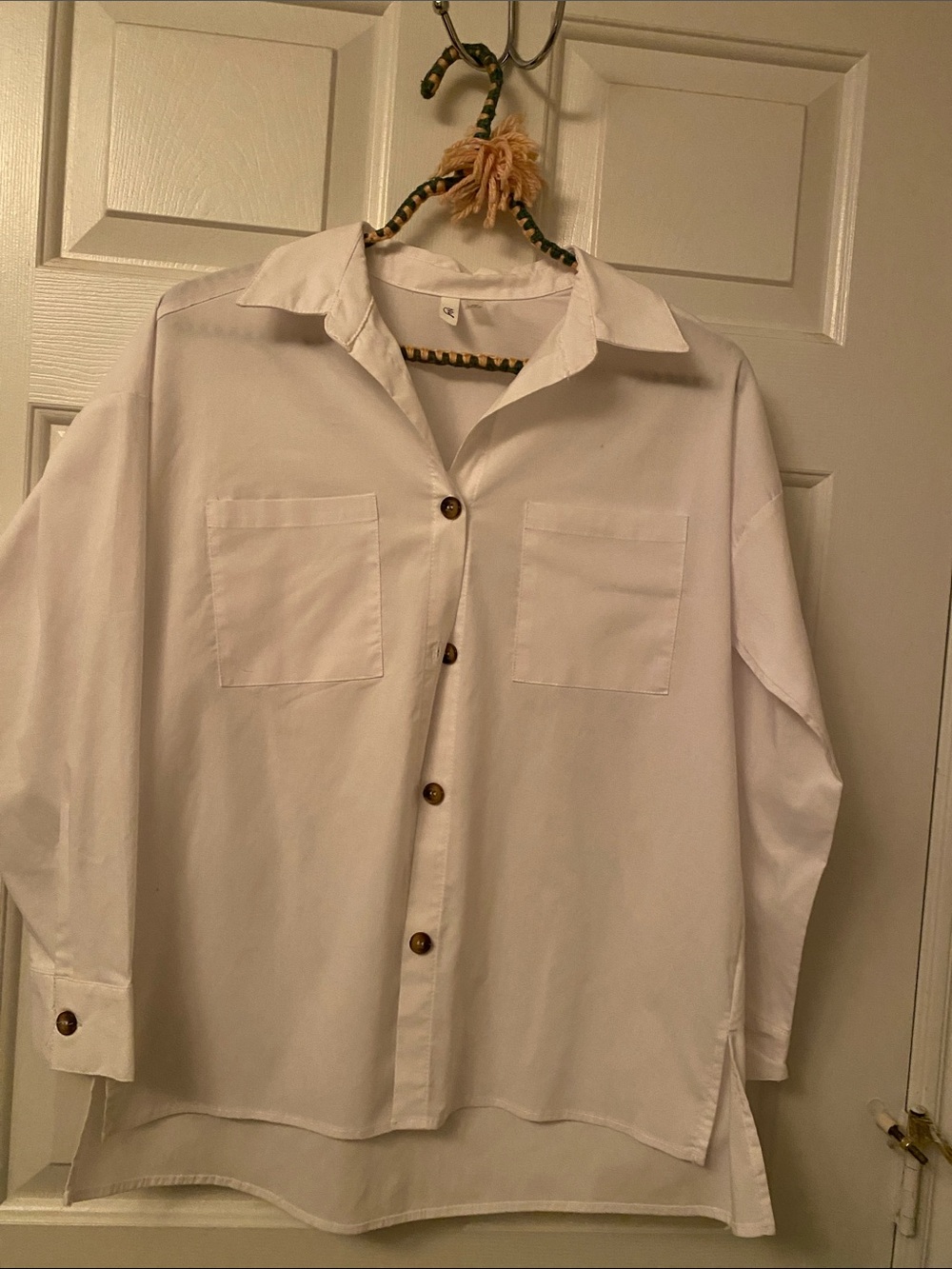 White Button-Front Shirt with Patch Pockets